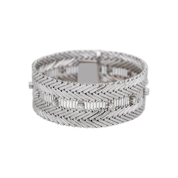 Bracelet Manchette Or blanc Diamant - Castafiore