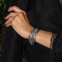 Bracelet Manchette Or blanc Diamant - Castafiore