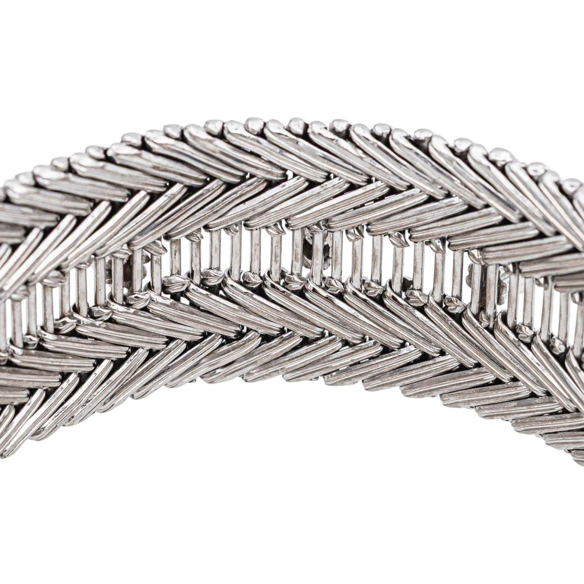 Bracelet Manchette Or blanc Diamant - Castafiore
