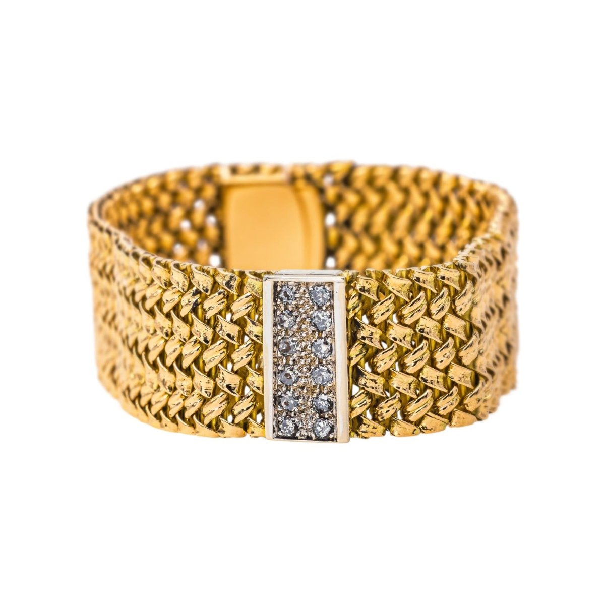 Bracelet Manchette Or jaune Diamant - Castafiore