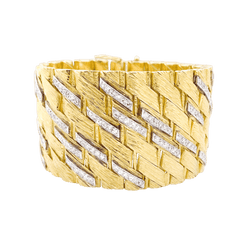 Bracelet Manchette STERLÉ en or jaune, platine et diamants - Castafiore