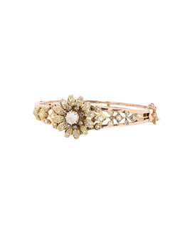 Bracelet Napoléon III fleur mobile or rose diamants taille ancienne - Castafiore