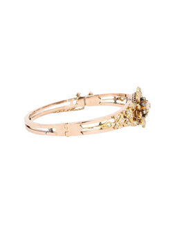 Bracelet Napoléon III fleur mobile or rose diamants taille ancienne - Castafiore