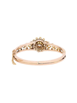 Bracelet Napoléon III fleur mobile or rose diamants taille ancienne - Castafiore