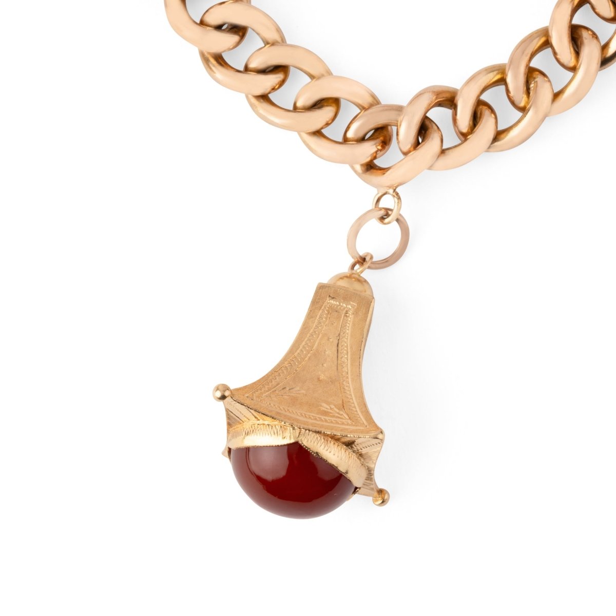 Bracelet or rose 18k,maillon gourmette orné de 4 breloques - Castafiore