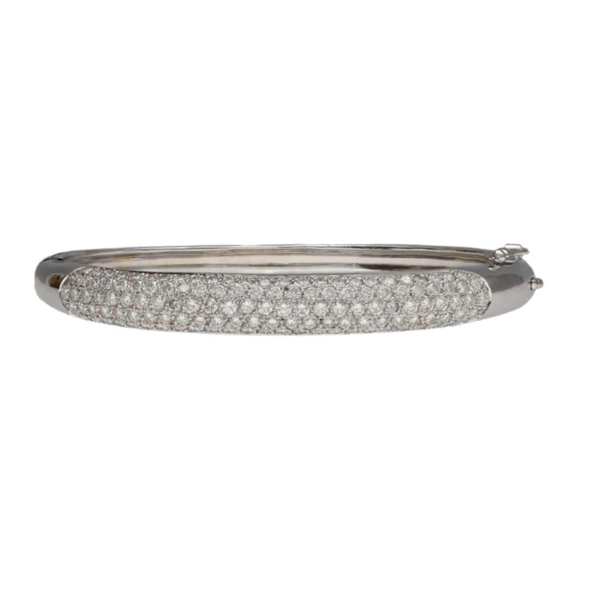 Bracelet rigide ouvrant en or gris 18 Cts serti de 5,0 Cts de diamants G - VS. - Castafiore