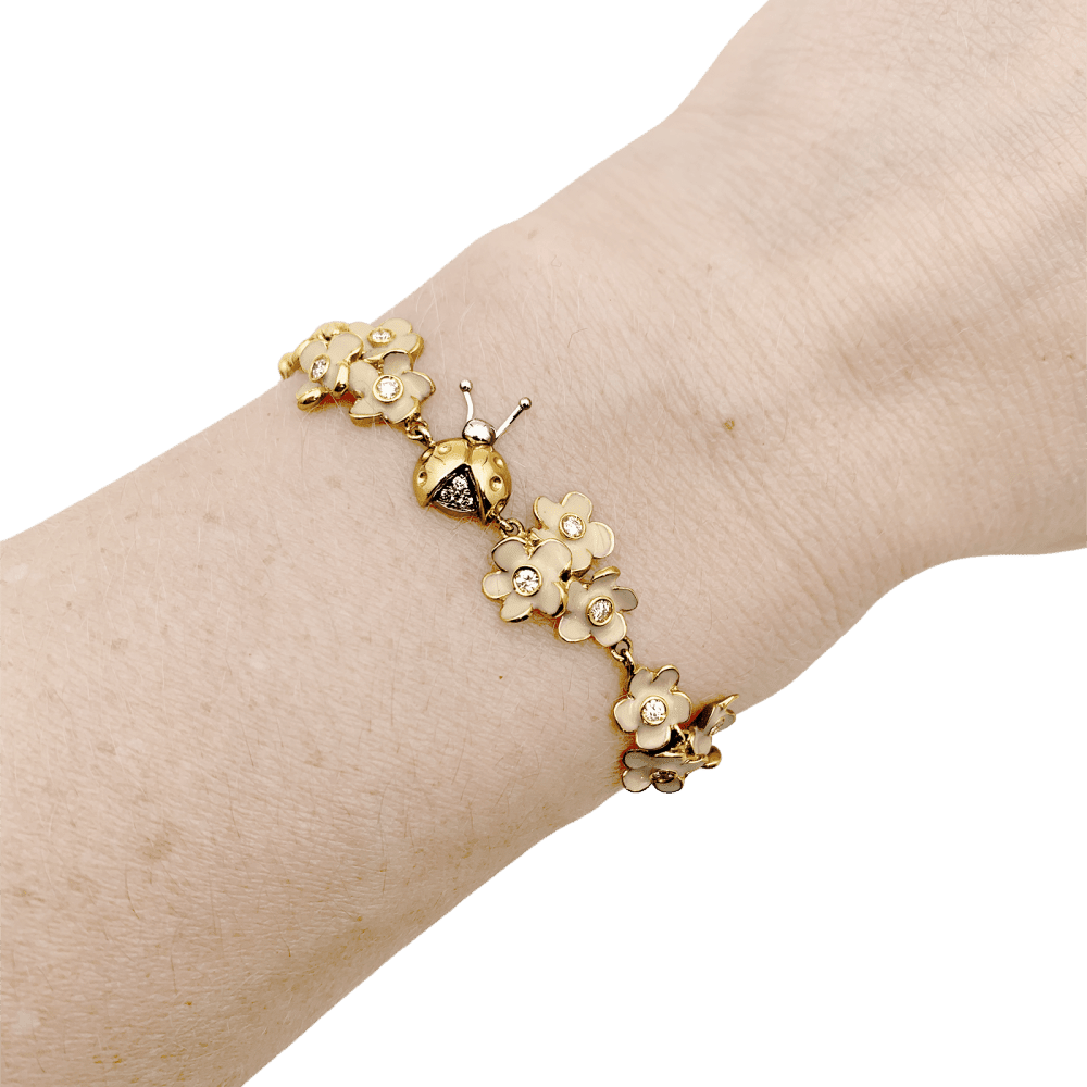 Bracelet ROBERTO COIN en or rose, émail et diamants - Castafiore