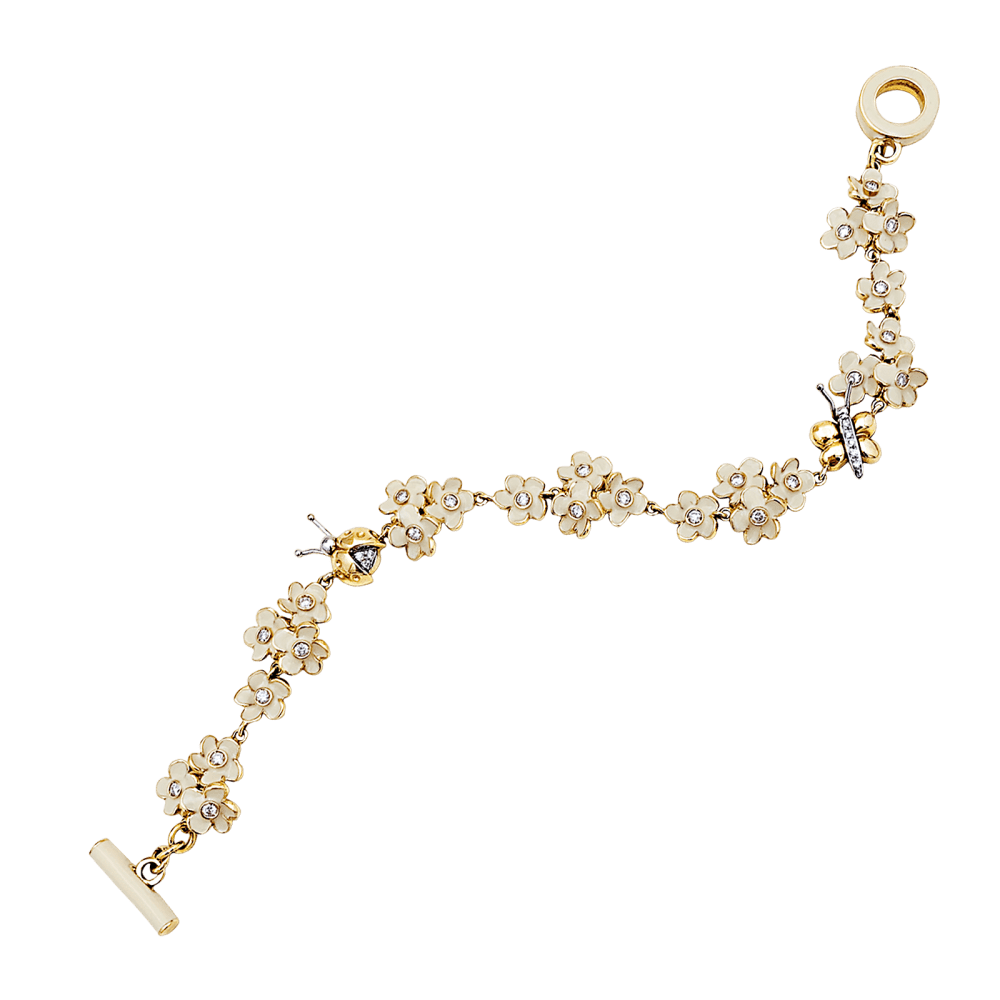 Bracelet ROBERTO COIN en or rose, émail et diamants - Castafiore
