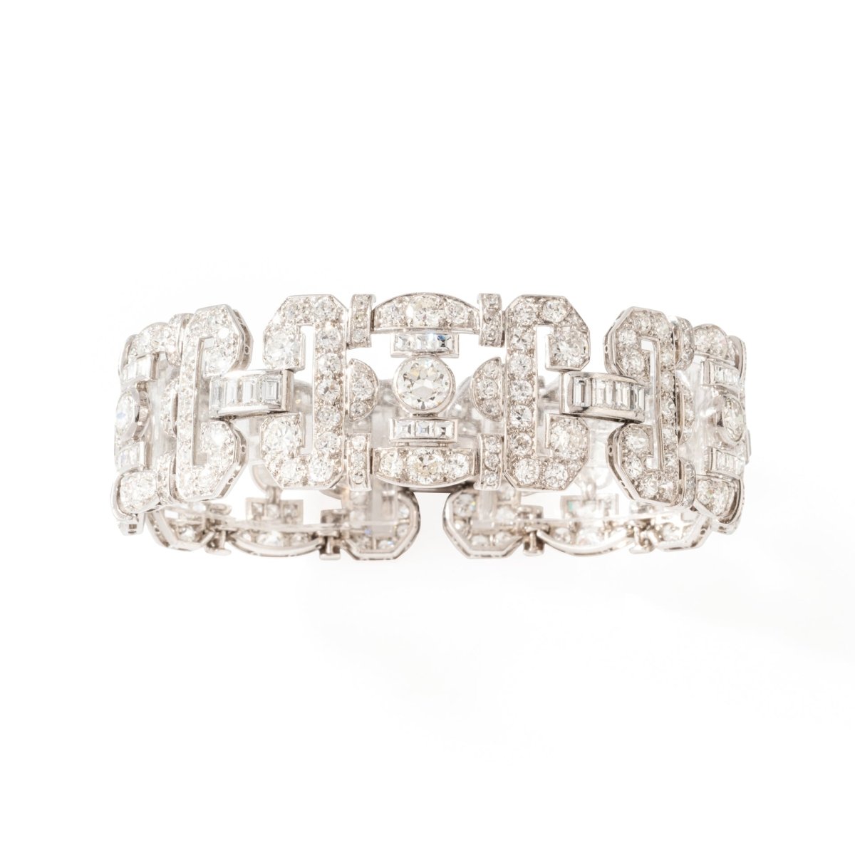 Bracelet Souple Art déco en or blanc et diamants - Castafiore