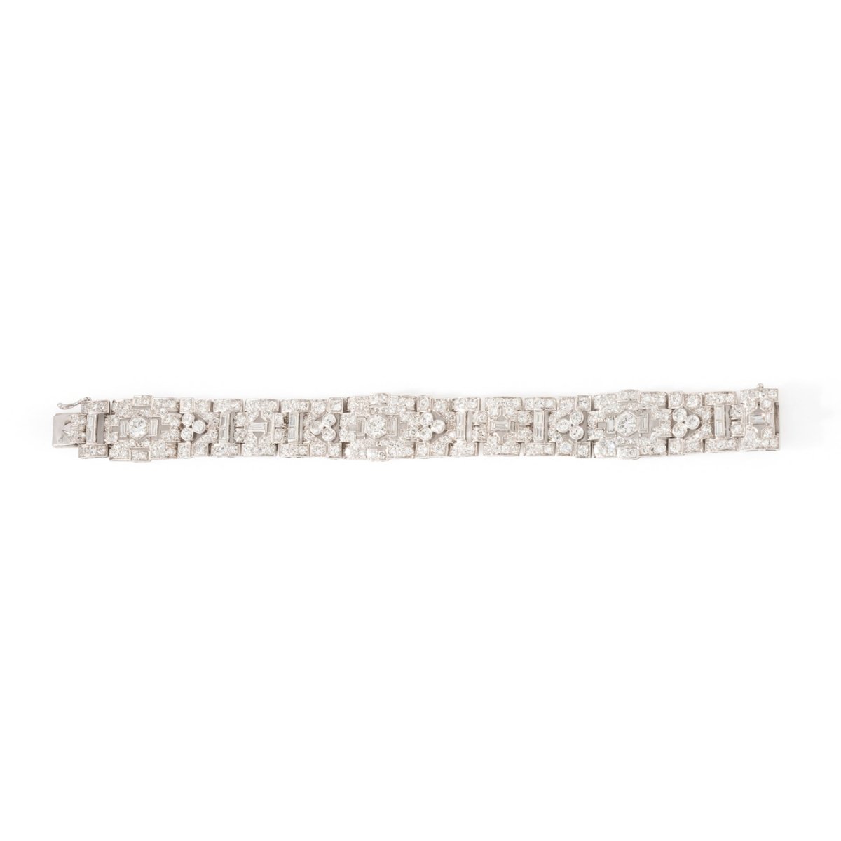 Bracelet Souple Art déco en or blanc, platine et diamants - Castafiore