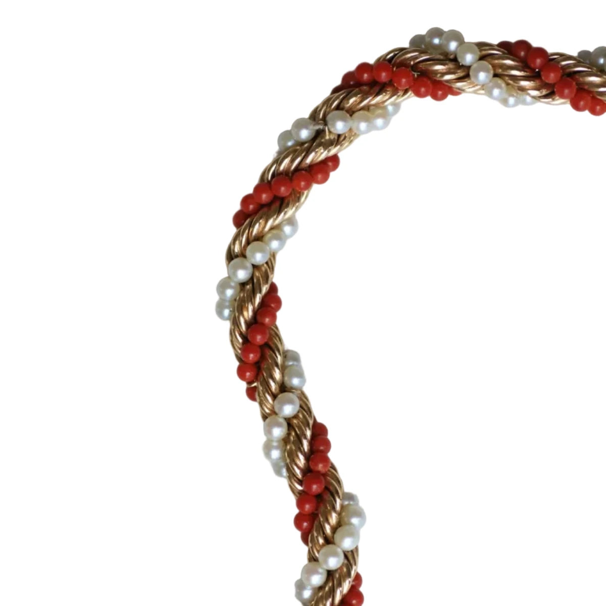 Bracelet Souple en or jaune, corail et perles - Castafiore
