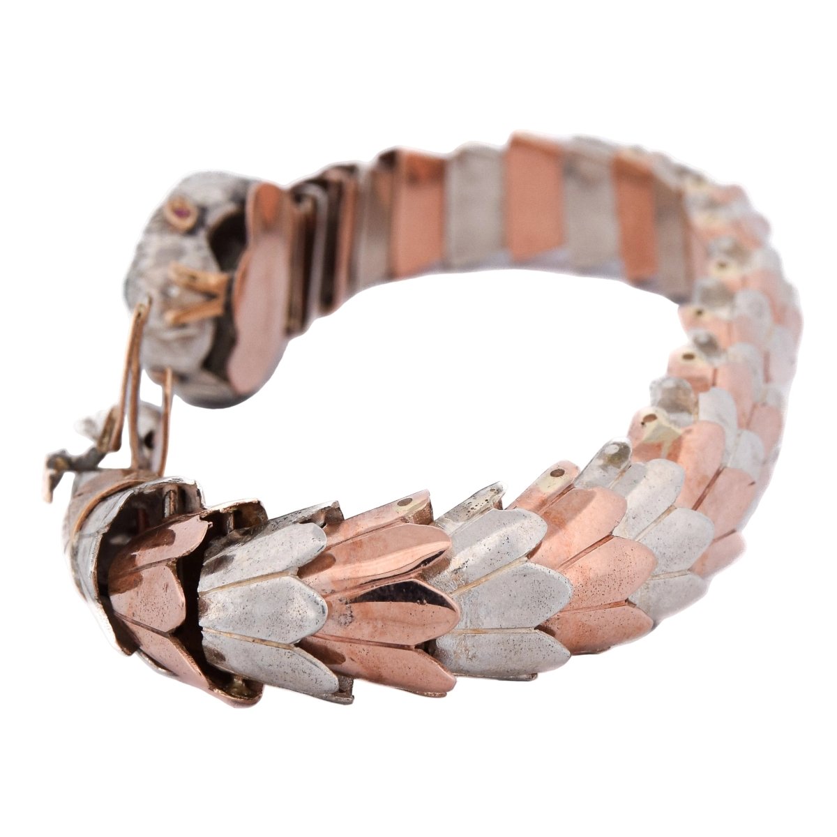 Bracelet Souple en or rose, argent, émeraudes et diamants - Castafiore