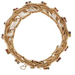 Bracelet Souple en or rose, saphirs, rubis et citrines - Castafiore