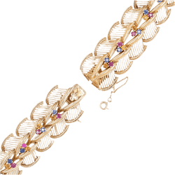 Bracelet Souple en or rose, saphirs, rubis et citrines - Castafiore