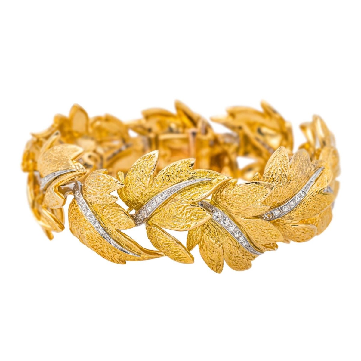 Bracelet Souple FABERGÉ en or jaune, platine et diamants - Castafiore