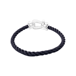 Bracelet Souple FRED "Force 10" en or blanc, acier et diamants - Castafiore