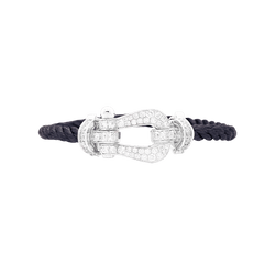 Bracelet Souple FRED "Force 10" en or blanc, acier et diamants - Castafiore