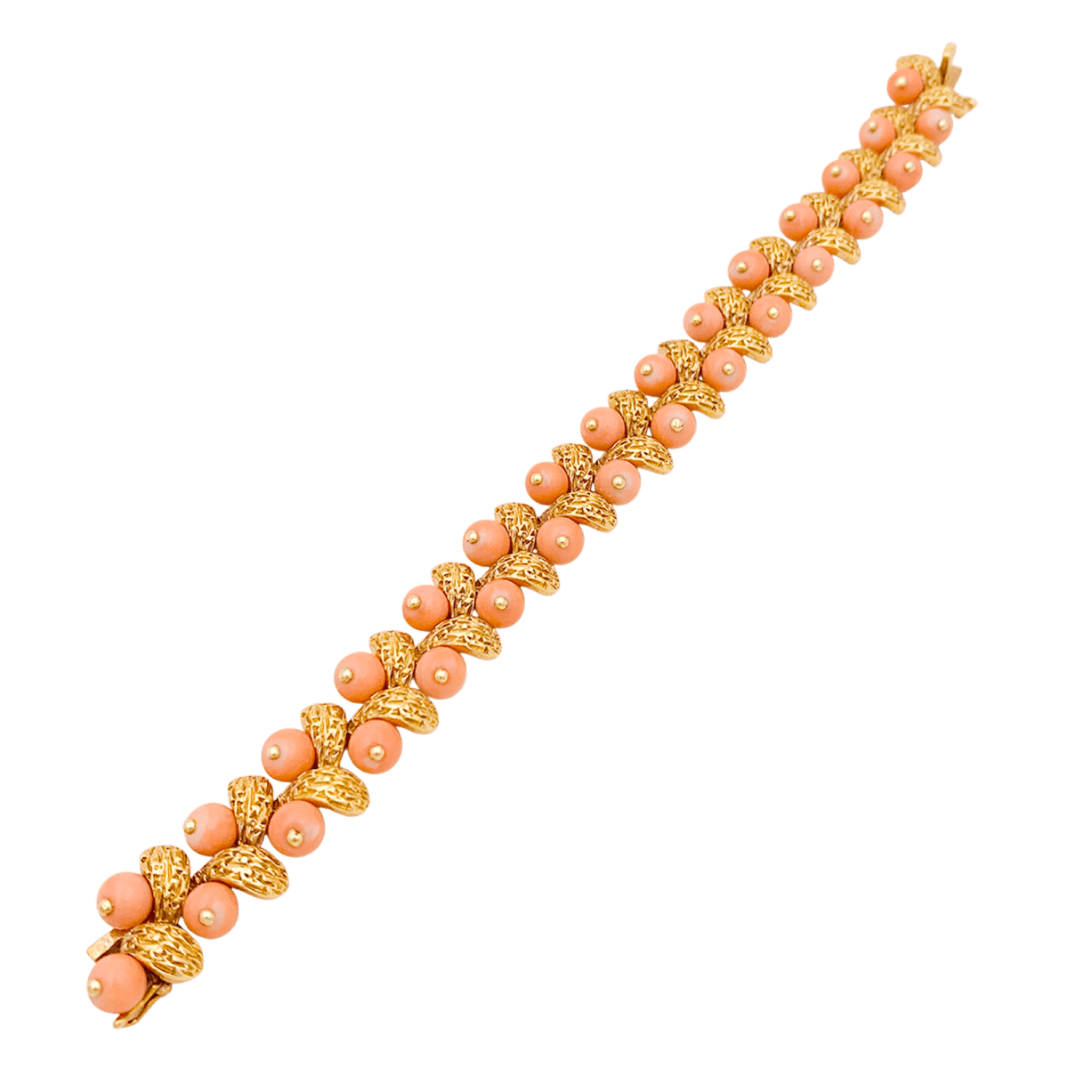 Bracelet Souple VAN CLEEF & ARPELS "Gui" en or jaune et corail - Castafiore