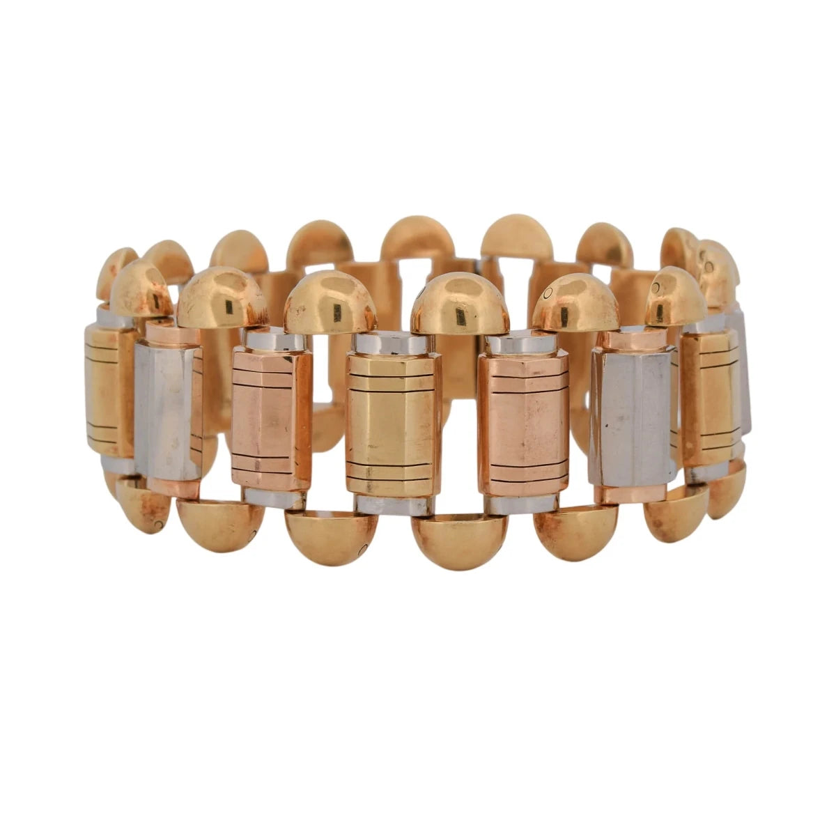 Bracelet Tank en or blanc, or jaune et or rose - Castafiore