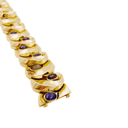 Bracelet Tank en or jaune, améthyste, grenats et quartz - Castafiore
