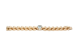 Bracelet Tank en or jaune et aigue - marine - Castafiore