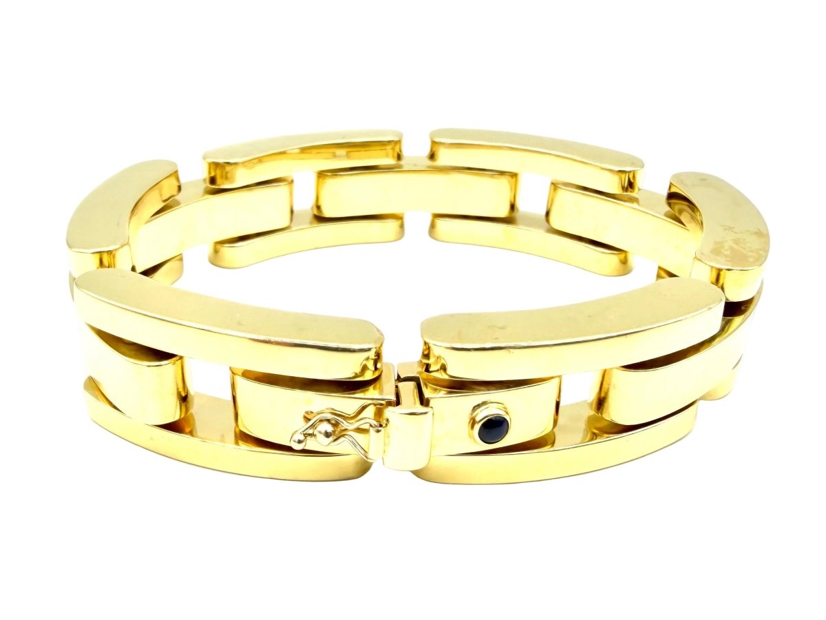Bracelet Tank en or jaune et saphir - Castafiore