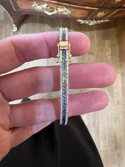 Bracelet Tennis 5.70 Carats Saphirs Arc - En - Ciel & Diamants Or Rose 18 Carats - Castafiore