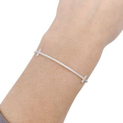 Bracelet Tiffany & Co., "Tiffany T Smile", or blanc, diamants. - Castafiore