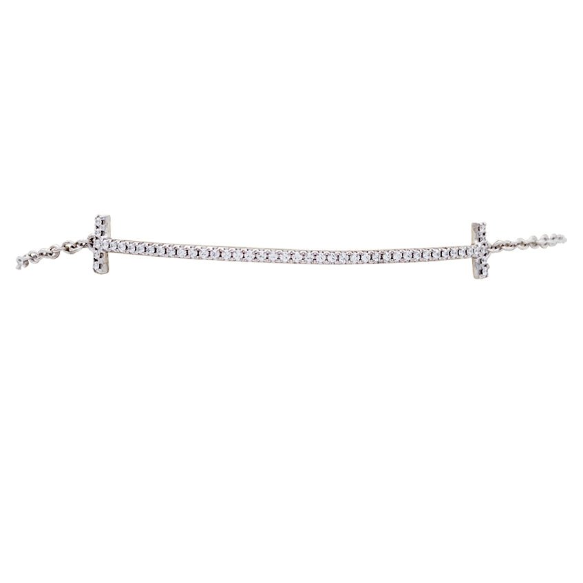 Bracelet Tiffany & Co., "Tiffany T Smile", or blanc, diamants. - Castafiore