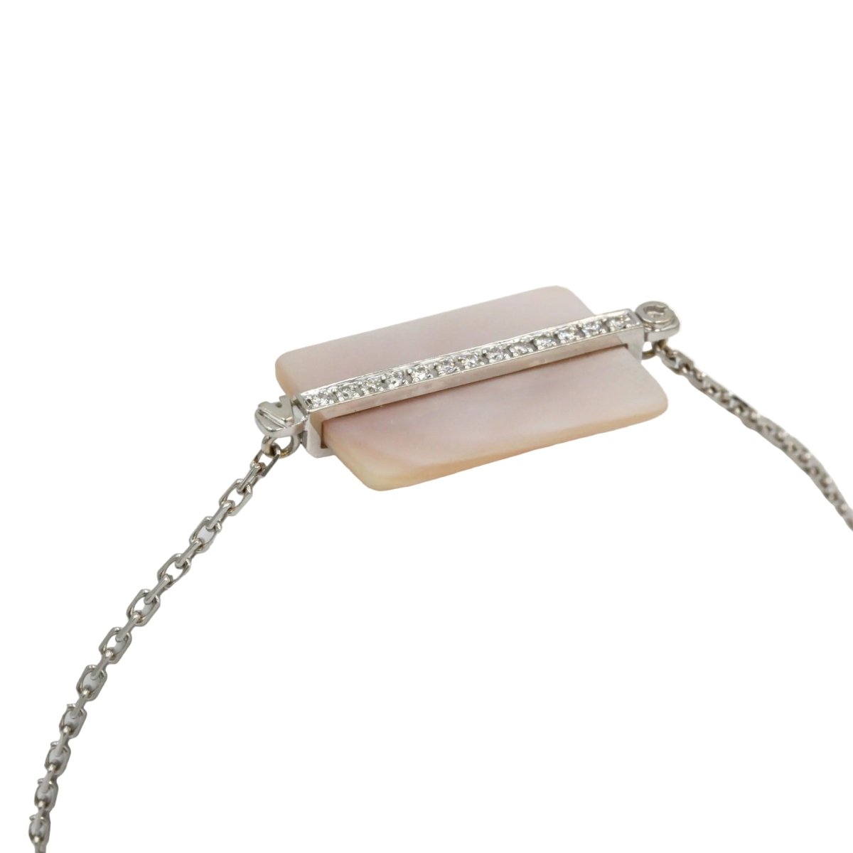 Bracelet VICTORIA CASAL "Étiquette" en or blanc, nacre et diamants - Castafiore