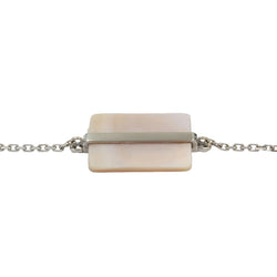Bracelet VICTORIA CASAL "Étiquette" en or blanc, nacre et diamants - Castafiore