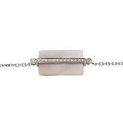 Bracelet VICTORIA CASAL "Étiquette" en or blanc, nacre et diamants - Castafiore