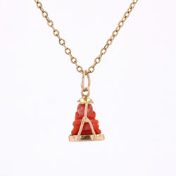 Breloque Bouddha corail et or - Castafiore