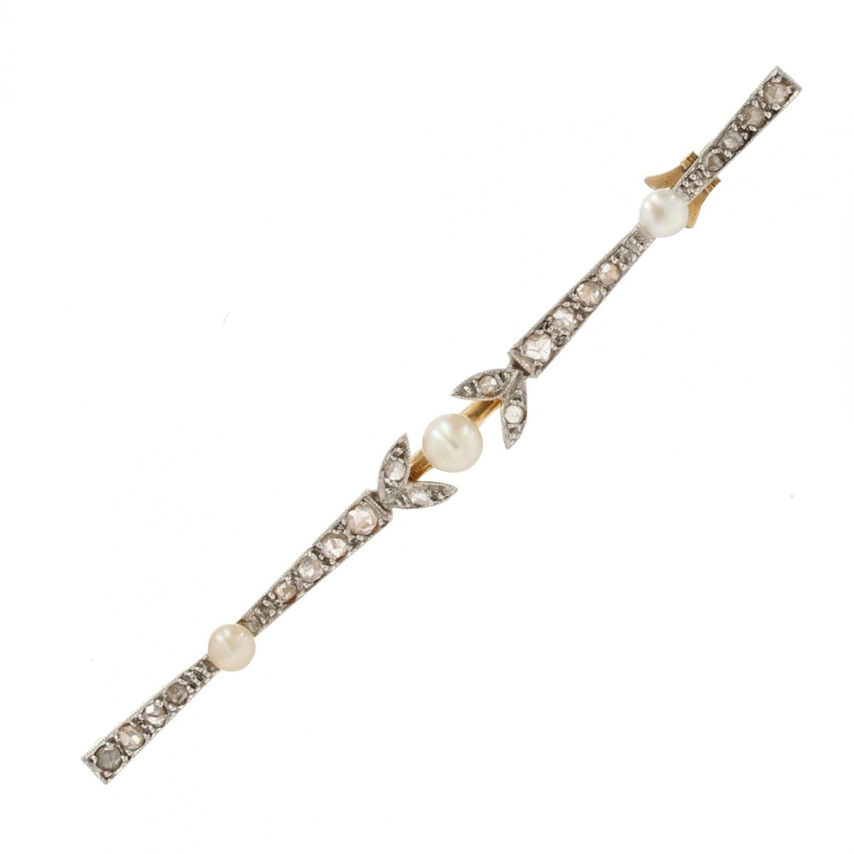 Broche ANCIENNE Barrette en or jaune et platine - Castafiore