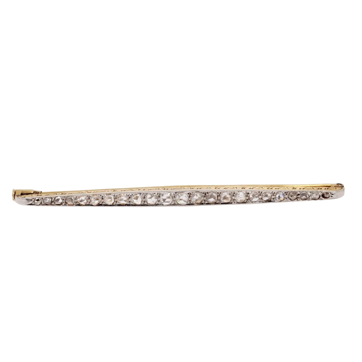 Broche ANCIENNE Barrette en or jaune et platine avec diamants - Castafiore