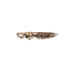 Broche ancienne épi de blé en or, argent et perles fines - Castafiore