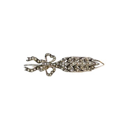 Broche ancienne épi de blé en or, argent et perles fines - Castafiore