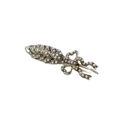 Broche ancienne épi de blé en or, argent et perles fines - Castafiore