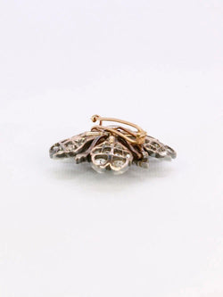 Broche ancienne fleur or argent diamants taille ancienne - Castafiore