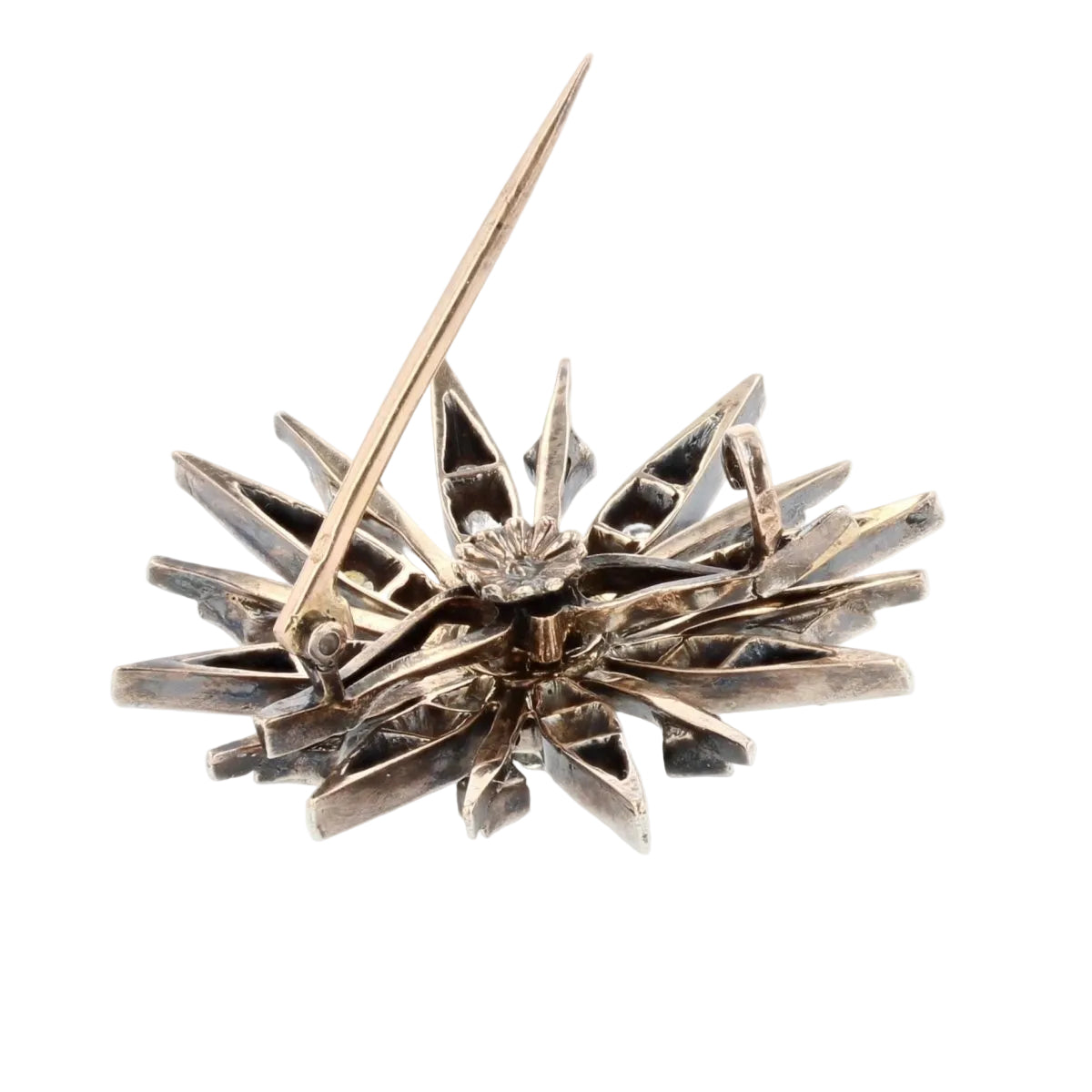 Broche ANCIENNE Flocon en or jaune et diamants - Castafiore