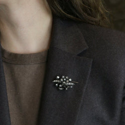 Broche Ancienne Or Argent Diamants Taillés en Rose - Castafiore