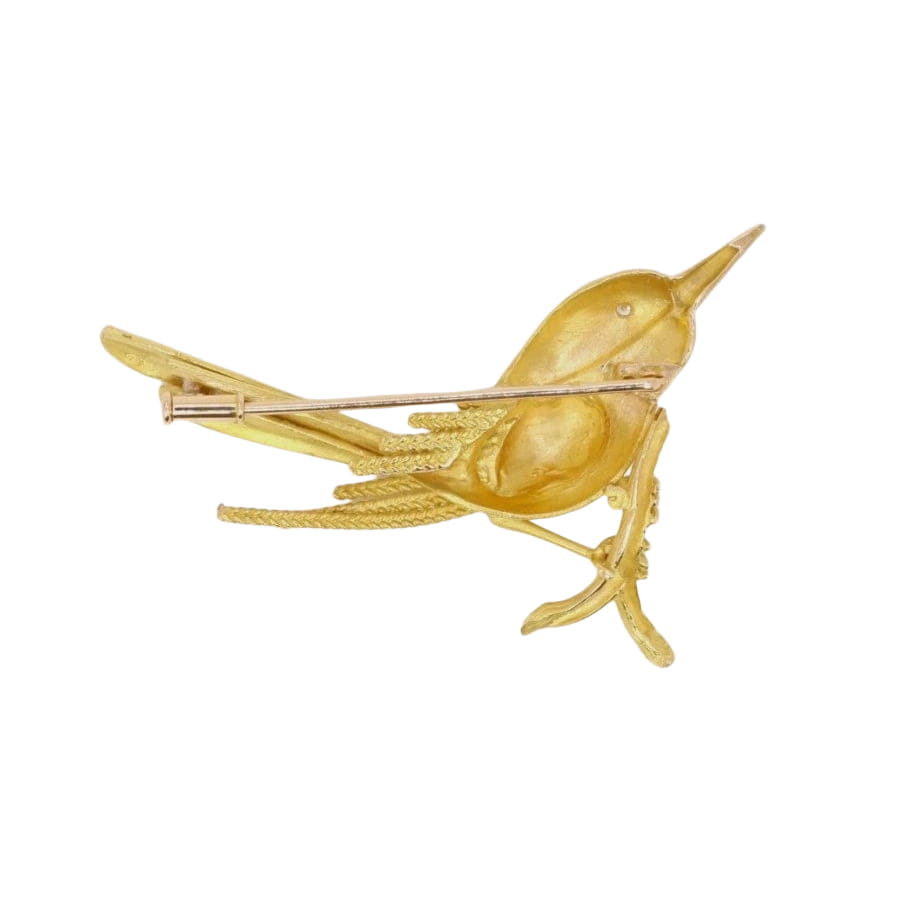 Broche animalière Oiseau or jaune diamant - Castafiore