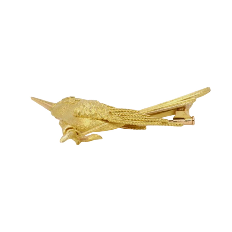 Broche animalière Oiseau or jaune diamant - Castafiore