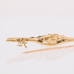 Broche barrette bouton de rose en or jaune et or blanc - Castafiore
