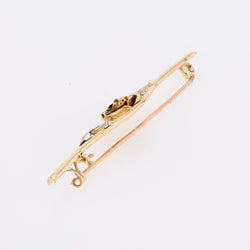 Broche barrette bouton de rose en or jaune et or blanc - Castafiore