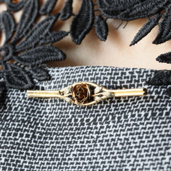 Broche barrette bouton de rose en or jaune et or blanc - Castafiore