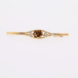 Broche barrette bouton de rose en or jaune et or blanc - Castafiore