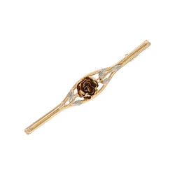 Broche barrette bouton de rose en or jaune et or blanc - Castafiore