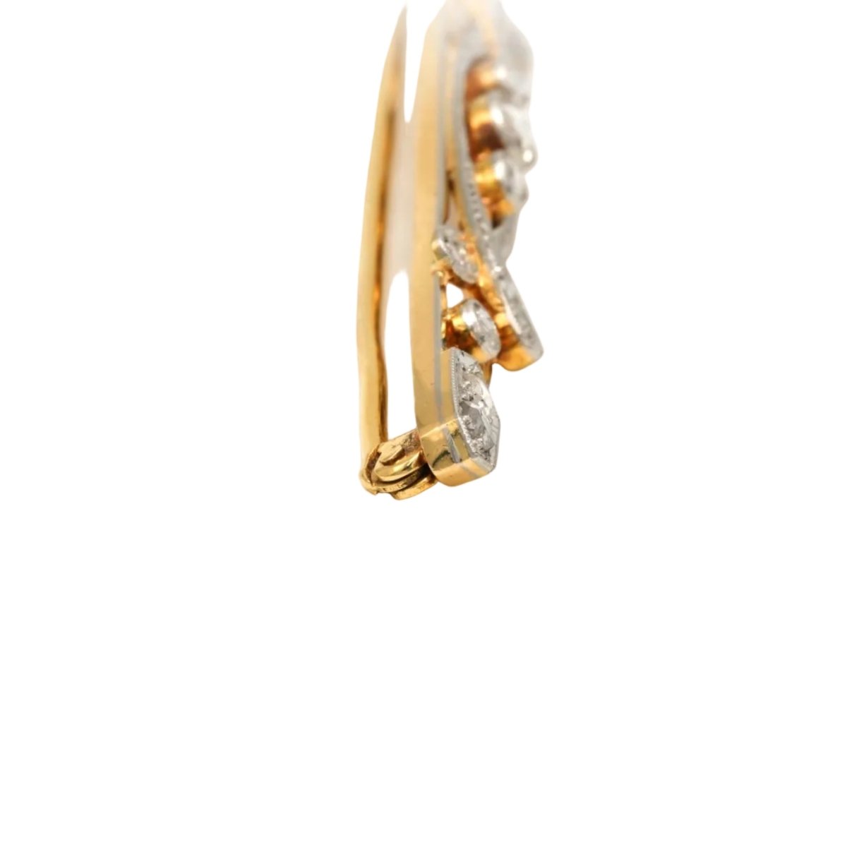 Broche Barrette en or blanc, or jaune et diamants - Castafiore