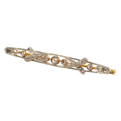 Broche Barrette en or blanc, or jaune et diamants - Castafiore